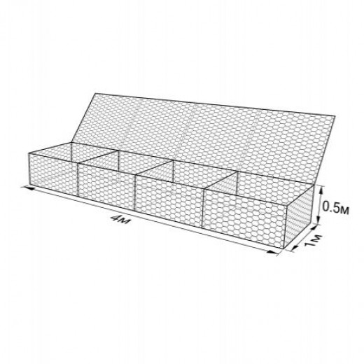 Габион ГСИ-К-4,0х1,0х0,5-С80-3,0/4,0-ЦП